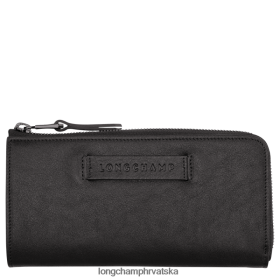 Longchamp Le Pliage - Longchamp 3D novčanik sa Zip okolo crni žena 888TZ4620 kožna roba