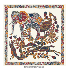 Longchamp Le Pliage - Longchamp Proljeće/ljeto 2023 kolekcija svilenog šal 50 Ekru žena 888TZ41004 pribor