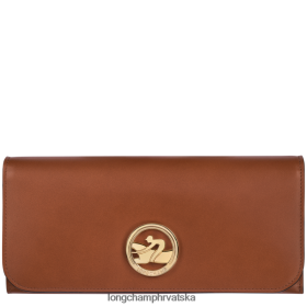 Longchamp Le Pliage - Longchamp kontinentalni novčanik s kutijama konjak žena 888TZ4560 kožna roba