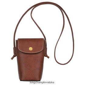 Longchamp Mini Bag - Longchamp futrola za telefon s kožnom čipkom smeđi žena 888TZ4708 kožna roba